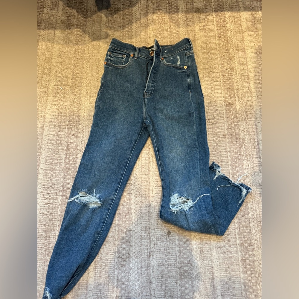 Express High Rise Slim Ankle Jeans in Blue